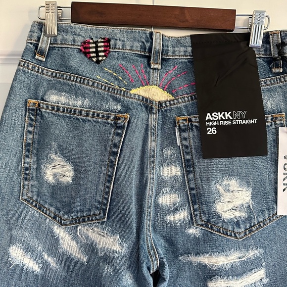 ASKK NY High Rise Straight Embroidered Jeans - Picture 6 of 8
